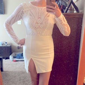 White sequin mini dress
